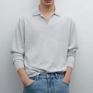 jersey-de-punto-en-algodon-manga-larga-cuello-polo-color-gris-claro-massimo-dutti